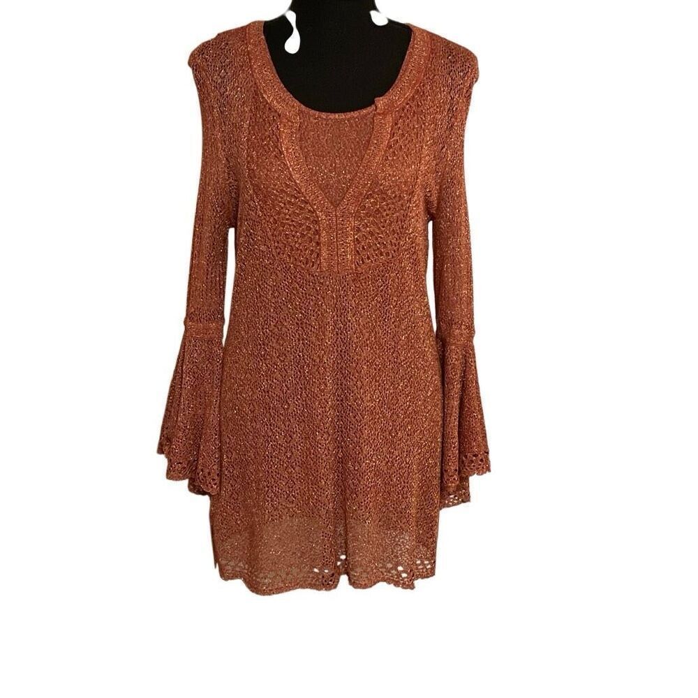 Chico’s Women’s Metallic Like Tunic/Sweater